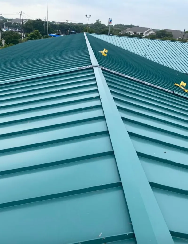 Green commercial metal roof ridge and valley for Metal Roof Repair in Redondo Beach